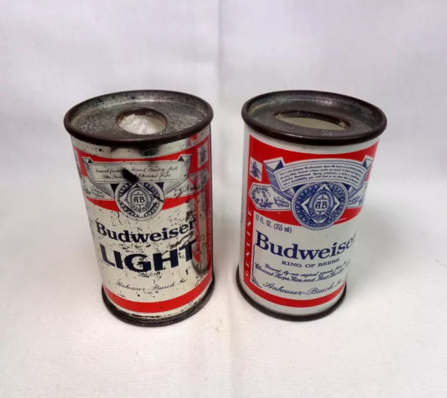 Vintage Set of (2) 3 Inch Mini BUDWEISER Metal Beer Can Bic Lighter Holders