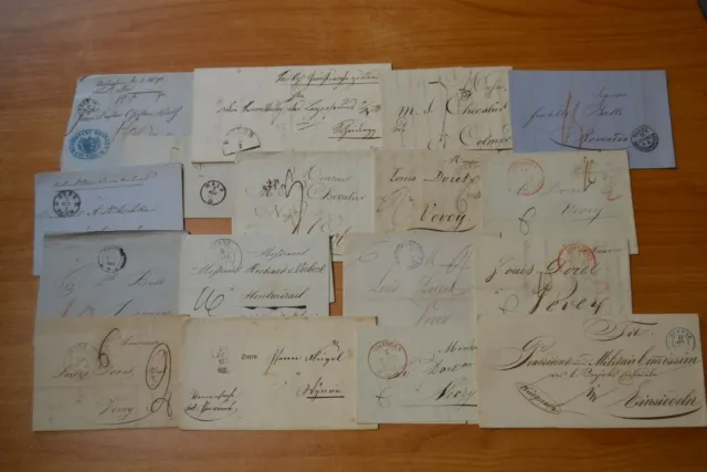 17 Vorphila- und markenlose Briefe Schweiz ca. 1820 - 1860 versch. Stempel (924)
