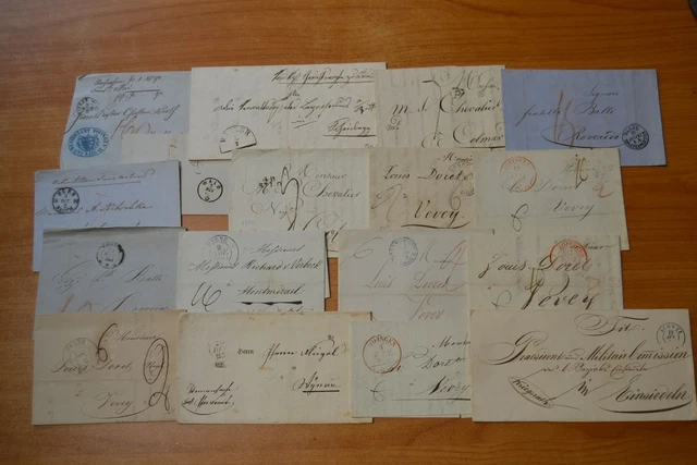 17 Vorphila- und markenlose Briefe Schweiz ca. 1820 - 1860 versch. Stempel (924)