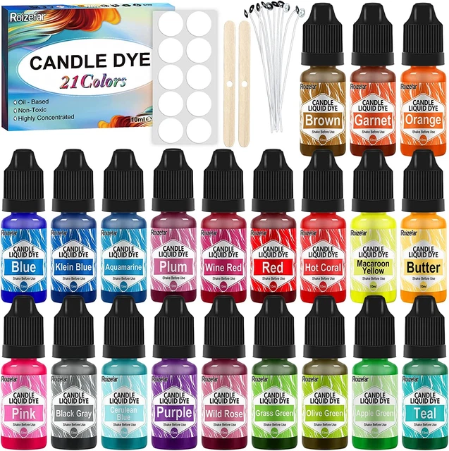 Tinte para velas - tinte de fusión de cera de 21 colores para hacer velas, tinte a base de aceite para cera...