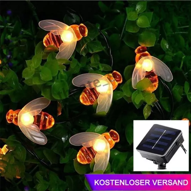 1.5M-12M Solar Lichterkette Bienen LED Solarleuchte Garten Außen Wasserdicht