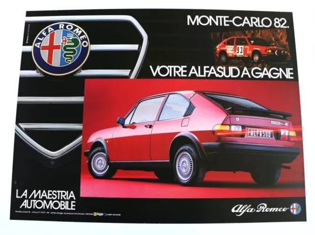 AFFICHE ORIGINALE GARAGE ALFA ROMEO ALFASUD 1.5 Ti RALLYE MONTE CARLO 1982 gp N