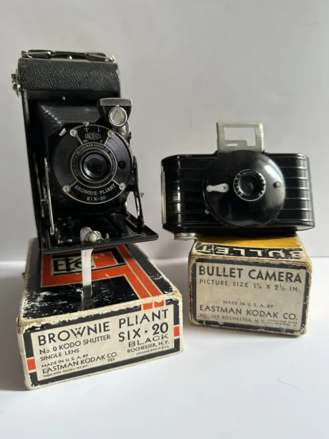 LOT 2 EASTMAN Kodak Brownie Pliant Six 20 & Kodak Bullet Camera