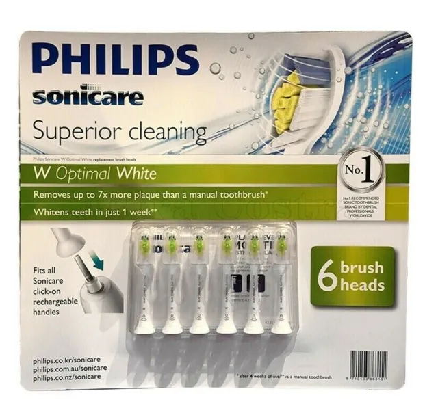6x Genuine Philips Sonicare Optimal White Electric Toothbrush Replacement Heads