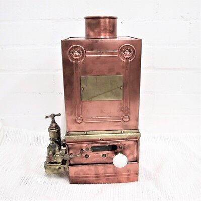 French Art Nouveau Copper & Brass Gas Hot Water Heater C1900