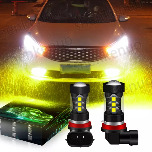 H8 LED Fog Light Bulb 3000K Golden Yellow For KIA Optima 2011 12 2013 2014 2015