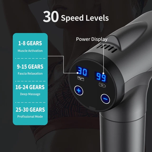 30 Speed Massage Gun Percussion Massager Deep Tissue Muscle Vibrating Relax