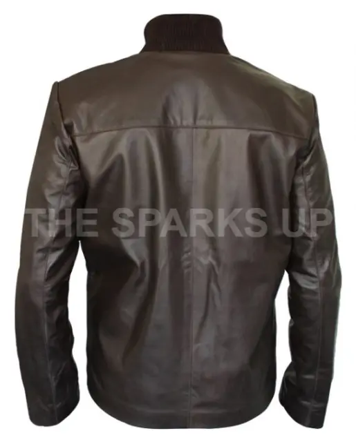 Mens James Bond Casino Royale Daniel Craig High Mock Collar Real Leather Jacket 2