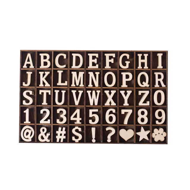 270 Pieces 1 Inch Wood Alphabet Letters Wooden Numbers Mini Blank Wood Symbol...