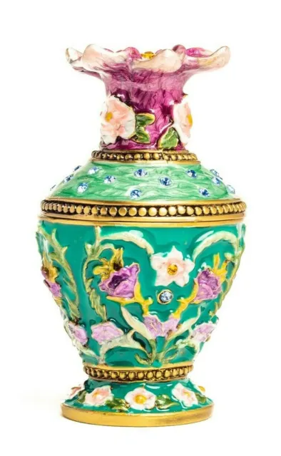 Vase à fleurs Fabergé Trinket Box fabriqué à la main par Keren Kopal avec crista