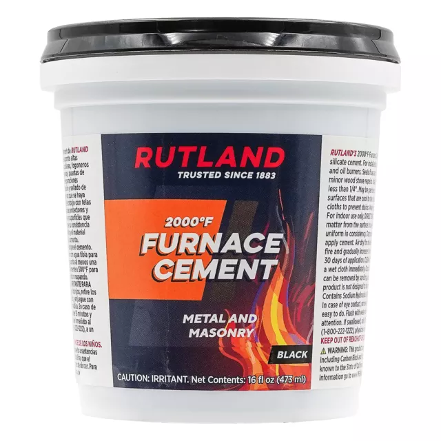 Cemento Rutland horno cemento de alta temperatura para metal y mampostería 16 oz negro