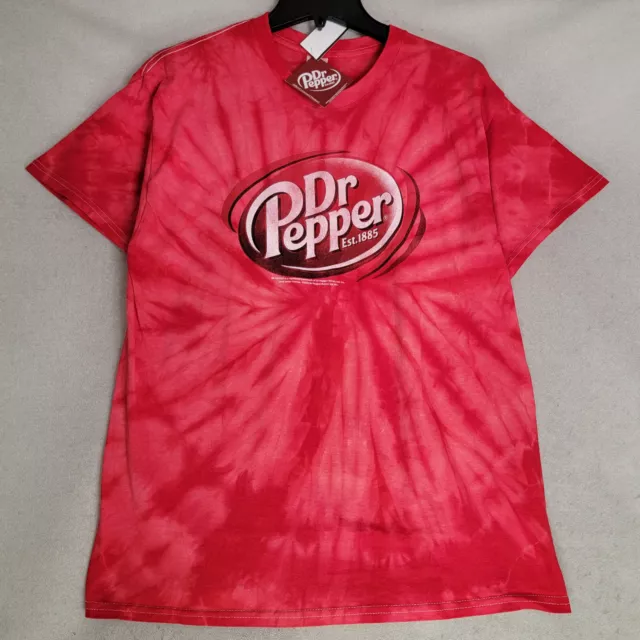 DR PEPPER Shirt ADULT RED LARGE TIE DYE SODA POP CASUAL MENS NWT