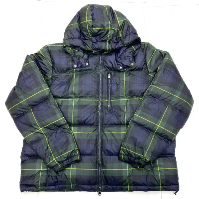 Polo Ralph Lauren Mens Heritage Holiday Plaid Green Down Puffer Jacket Coat