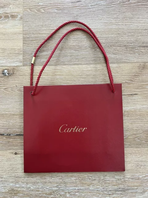 New Authentic Cartier Classic Red Shopping Gift Bag w/ Rope Handle 10 x 9 x  3.5!