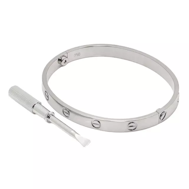 Cartier Love Bracelet Bangle 18K WG 750 Size18 90217959 3