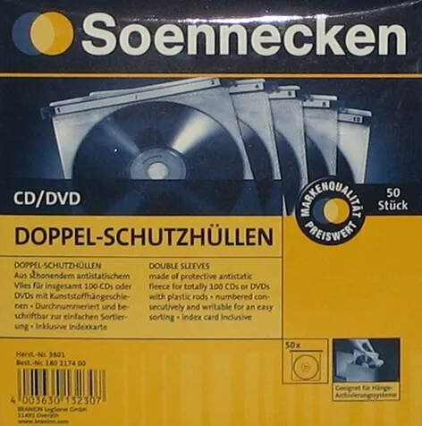 50 CD/DVD-Doppelhüllen Hülle mit Koffereinsatz Hängeschiene Schutzhülle weiß