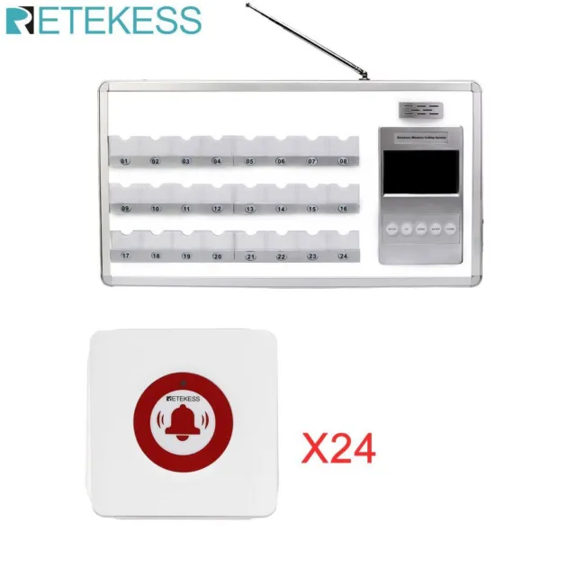 Retekess Voice Reporting Nurse Calling System 24 Bed Receiver 24Pcs Call Button