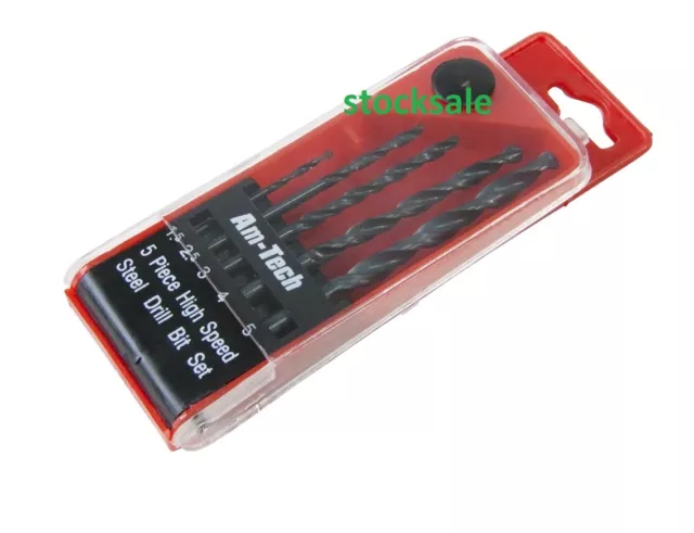 5Pc HSS Drill Bit Set Bits Wood Metal Drilling High Speed Steel Small In Case