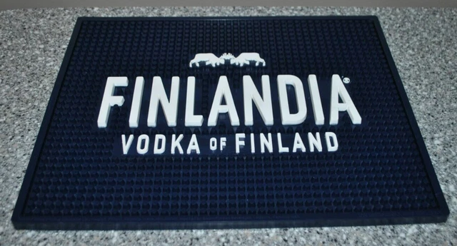 Finlandia Vodka Bar Mat 14" x 11" Drink Spill Rubber Mat, Navy/White NEW