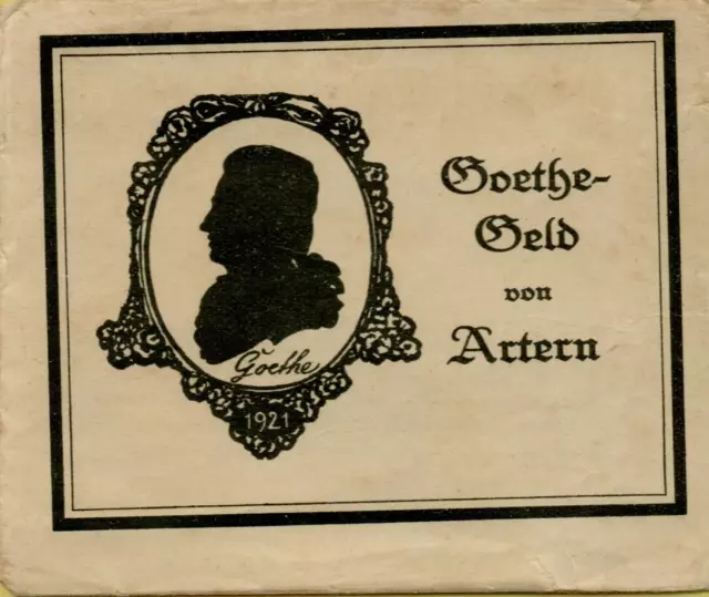 4946: 6 Banknoten Notgeld 50 Pfennig Goethe Geld Artern + Original Umschlag 1921