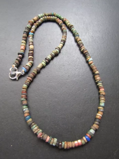 NILE  Ancient Egyptian Faience Amulet Mummy Bead Necklace ca 600 BC