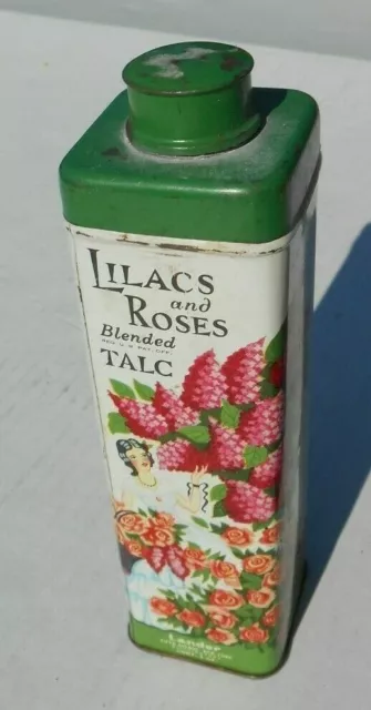 Collectible Vintage Lander LILACS and ROSES Blended TALC Powder Tin 50-75%full