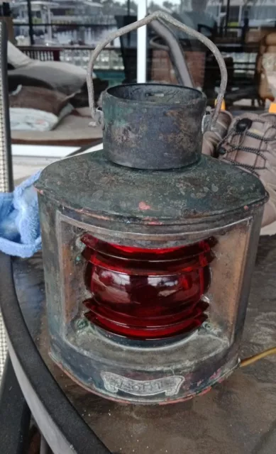 Vintage  SHIPS PORT LIGHT RED CORNER LANTERN BOAT