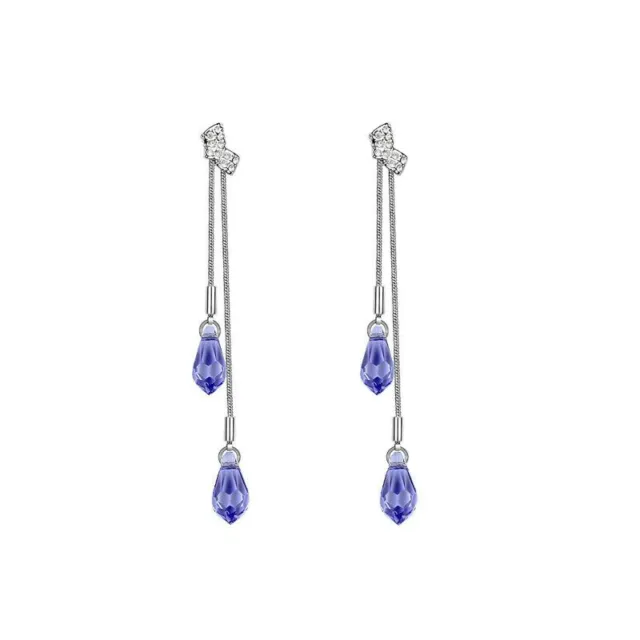 Women Crystal Long Earring Tassels Drops Earrings Rhinestone Ear Dangle 1Pairs
