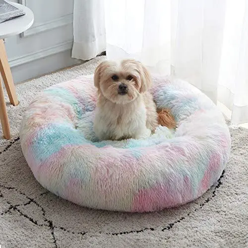 WESTERN HOME WH Calming Dog & Cat Bed, Anti-Anxiety Donut Cuddler Warming Coz...