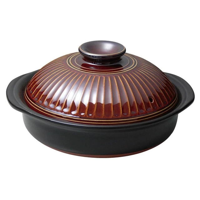 GINPO Giappone Kiku Argilla Pentola 28cm Ameyu Bankoyaki Donabe 3-5 Persone Uso