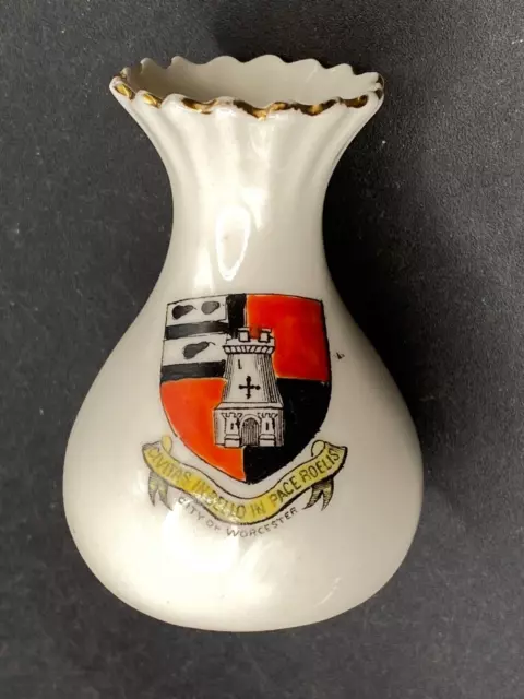WORCESTER CITY - Moto Crested China Vase - Florentine  - Expats Collectable Gift
