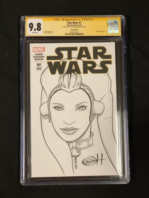 Star Wars 1 Cgc Ss 9.8 Greg Horn Original Sketch Aayla Secura Marvel Beautiful