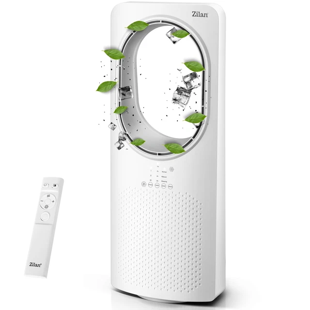 Tower Fan Oszillation Fernbedienung Turmventilator Mit Luftbefeuchter – 12 Stufen, Fernbedienung, 40 DB Leise Ventilator Mit Wasserkühlung