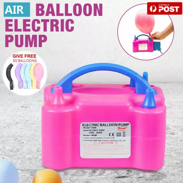 Electric Balloon Pump Ballon Inflator 600W Power 2 Nozzles Portable AU Plug Air