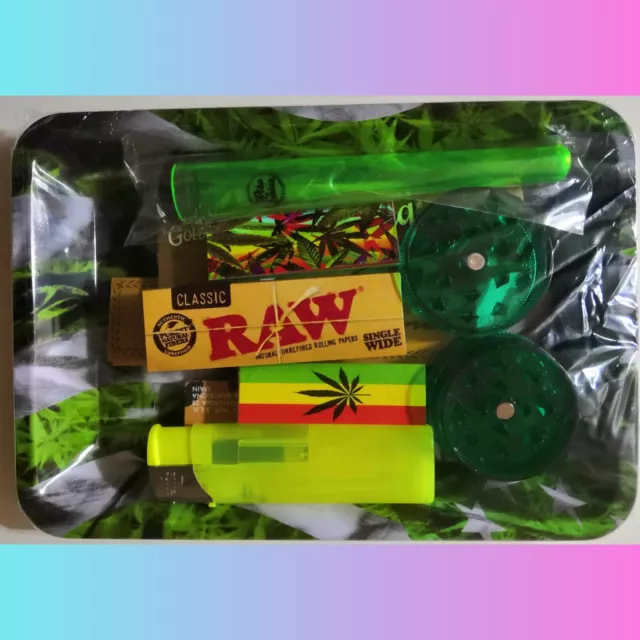 Raw Rolling Tray Kit Gift Set Raw Organic,Cone,tips , Grinder, UK STOCK #free 🚚