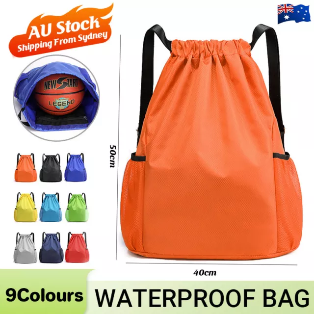 Waterproof Sport String Drawstring Bag Pack Sack School Gym Tote Backpack Casual