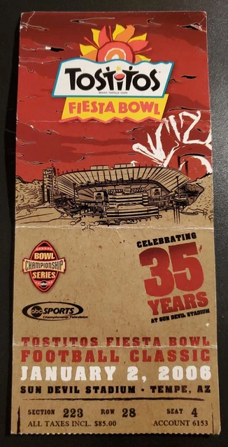 Fiesta Bowl Ticket Stub 1/2 2006 Ohio State Buckeyes Notre Dame Holmes Football Fiesta Bowl Ticket Stub 1/2 2006 Ohio State Buckeyes Notre Dame Holmes Football
