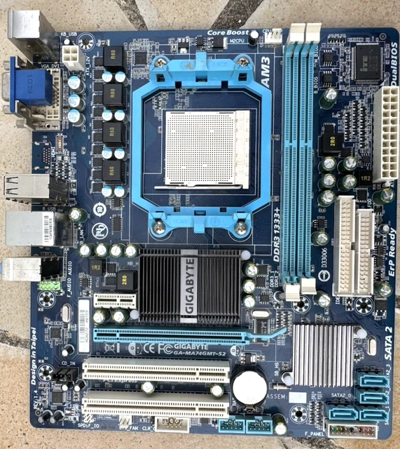 Carte Mère Gigabyte GA-MA74GM-S2 Socket AM3/AM2+ DDR2 Micro-ATX - Pour Pièces, Non Testée