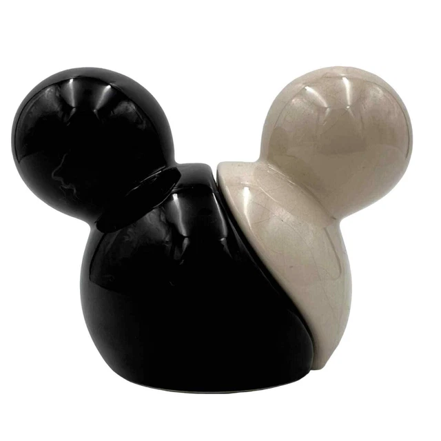 Disney Mickey Mouse Black White Ears Magnetic Salt & Pepper Shakers 3" x 4"