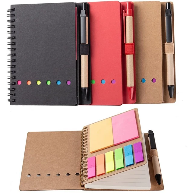 3 Packs Spiral ebook Steno Pads Lined epad with Pen in Holder, Sticky9449