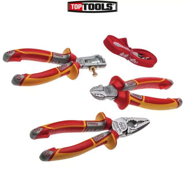 NWS NW784 3 Piece Combination Plier Set, Straight Tip, VDE/1000V, 140 mm Overall