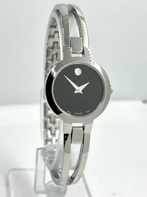 Movado Women's Amorosa All Silver Bangle 24mm Stainless Steel Watch 0607153