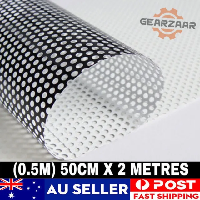 BLACK One Way Vision Perforated Tint Car Window Graphics Privacy Film 50CM X 2M