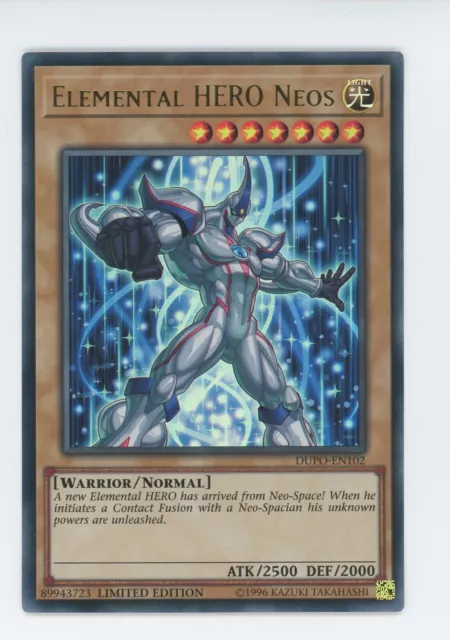 Yugioh Elemental Hero Neos DUPO-EN102 Ultra seltene limitierte Auflage Neuwertig