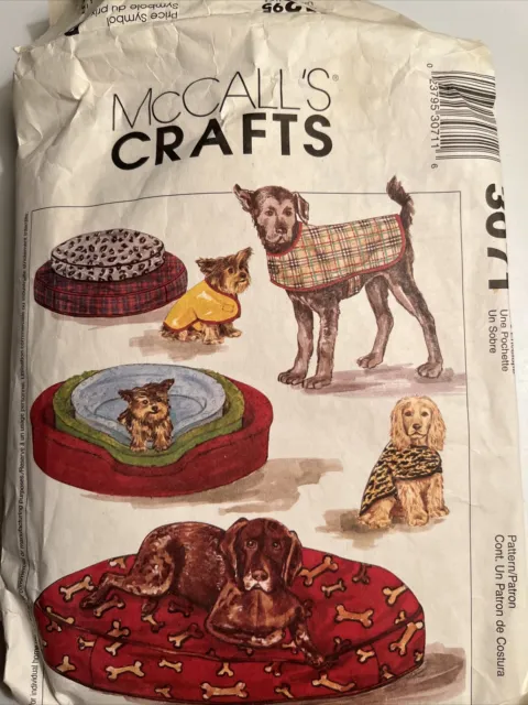 Funda de cama y abrigo con patrón de costura para cama para perro McCall's Crafts 3071 sin cortar