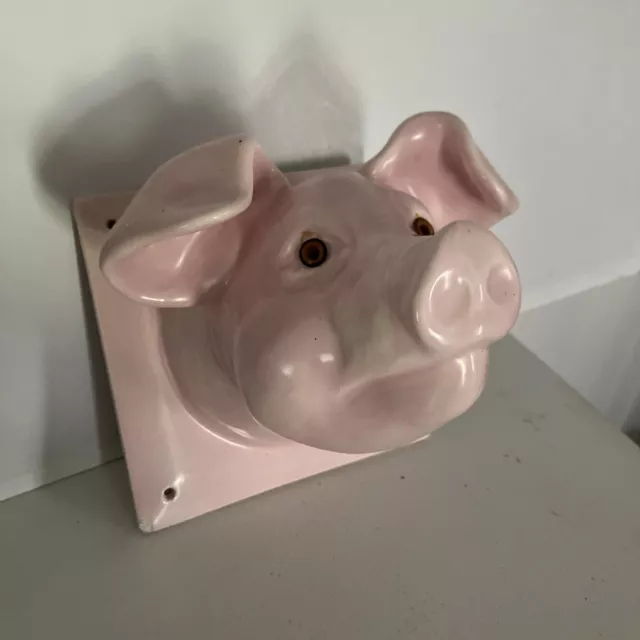 Pig Towel Holder  Robe Farmhouse Kitchen Hook Ceramic Wall Mount