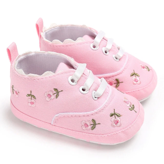Infant Baby Girls Floral Crib Shoes Soft Sole Anti-slip Sneakers Canvas