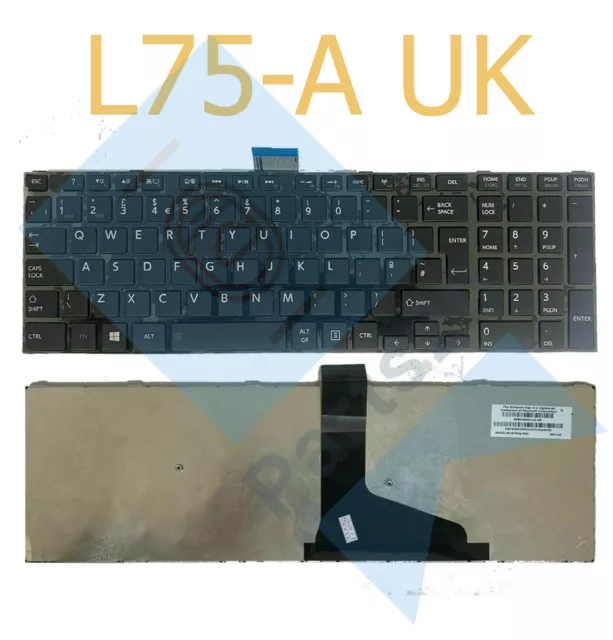 Toshiba Satellite C75-A L75-A L50D L75D UK Layout Laptop Keyboard Schwarz