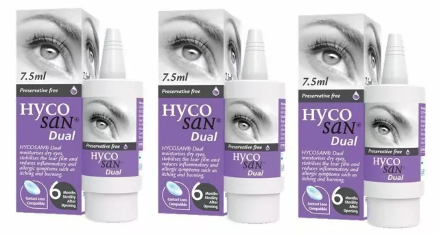3x Hycosan Dual Augentropfen Lipid Deficient & Allergie Ähnliche Trockene Auge