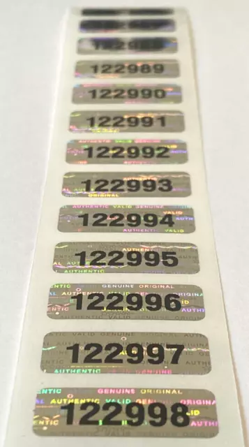 100- Serial Number Security Hologram Labels Stickers-Tamper Proof-1 X .375 Inch